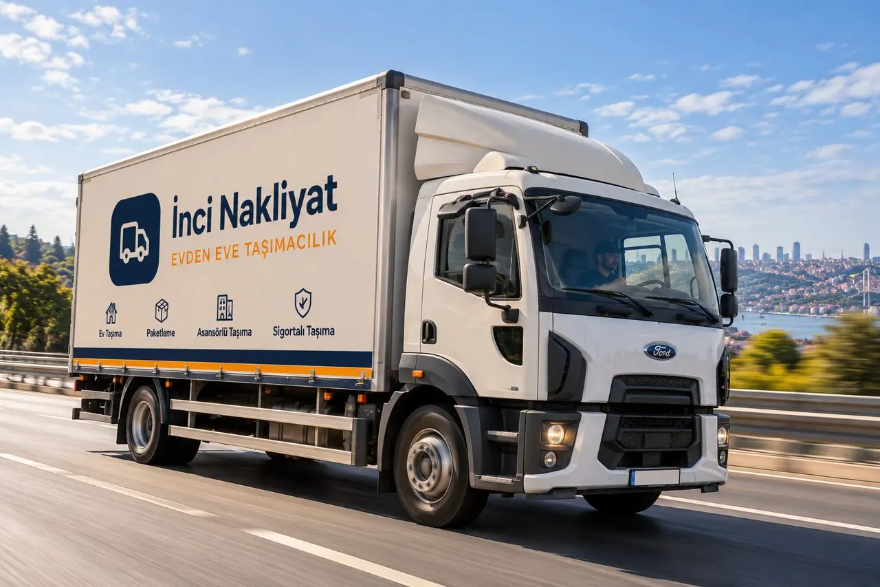 İnci Nakliyat şehirler arası nakliyat için kullanılan kapalı kasa kamyon yolda ilerlerken